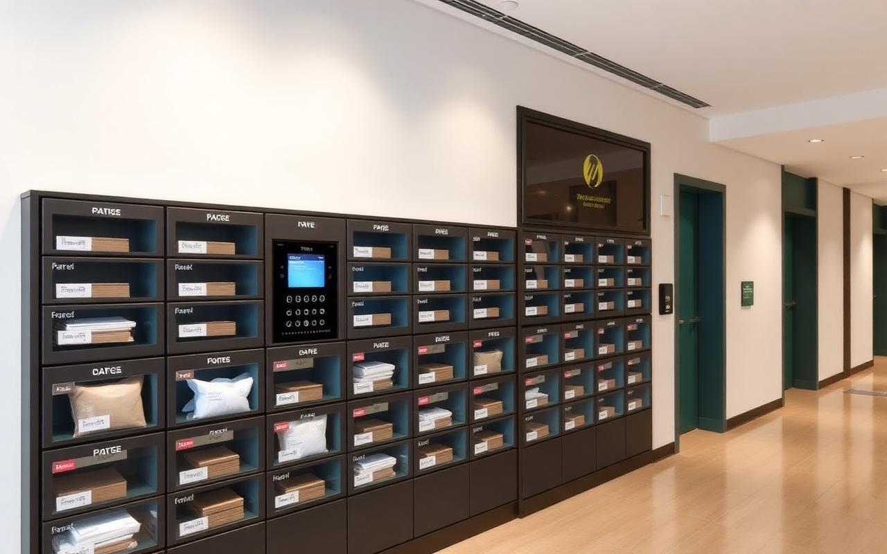 Casilleros inteligentes de paquetería en el lobby